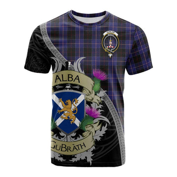Tartan Vibes Clothing Dunlop Tartan Family Crest Cotton T-shirt Lion Rampant Royal Thistle Shield Celtic Inspired