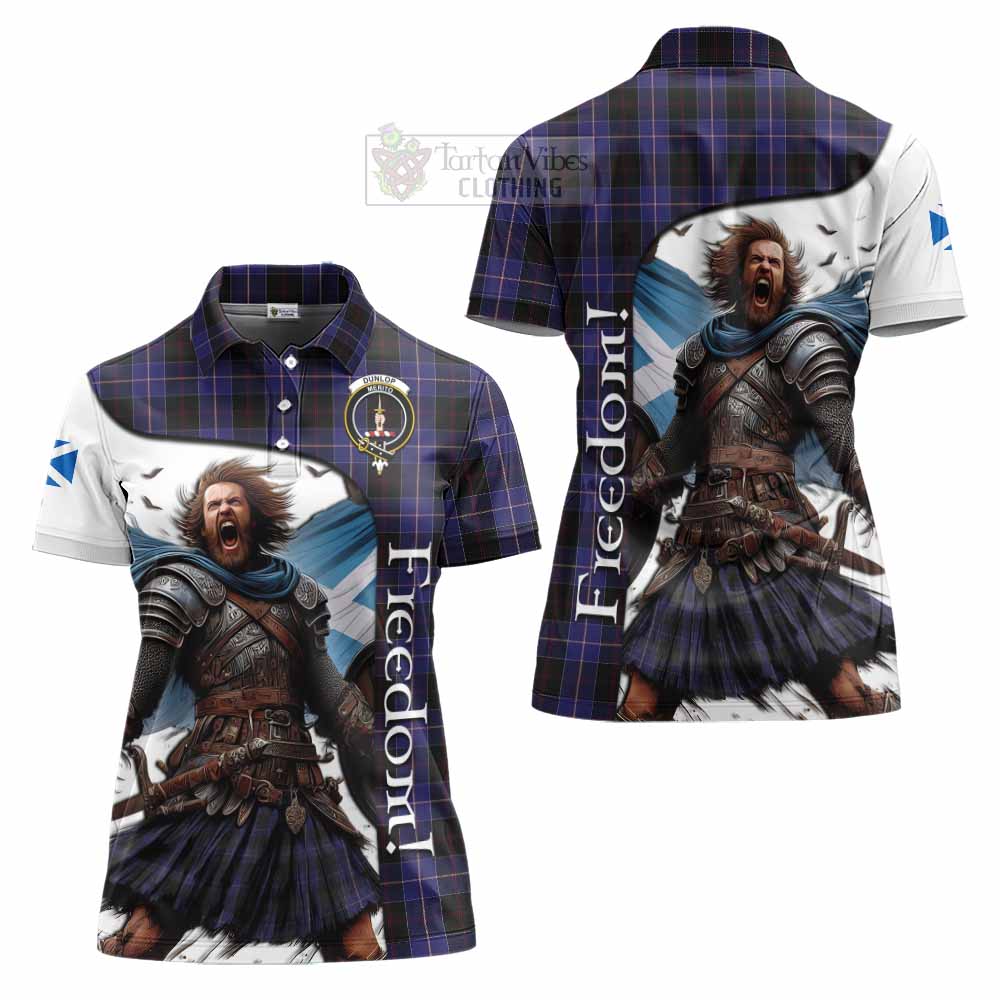Tartan Vibes Clothing Dunlop Crest Tartan Women's Polo Shirt Inspired by the Freedom of Scottish Warrior