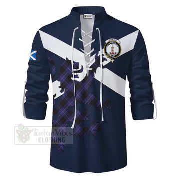 Dunlop Tartan Lion Rampant Ghillie Kilt Shirt Proudly Display Your Heritage with Alba Gu Brath and Clan Name