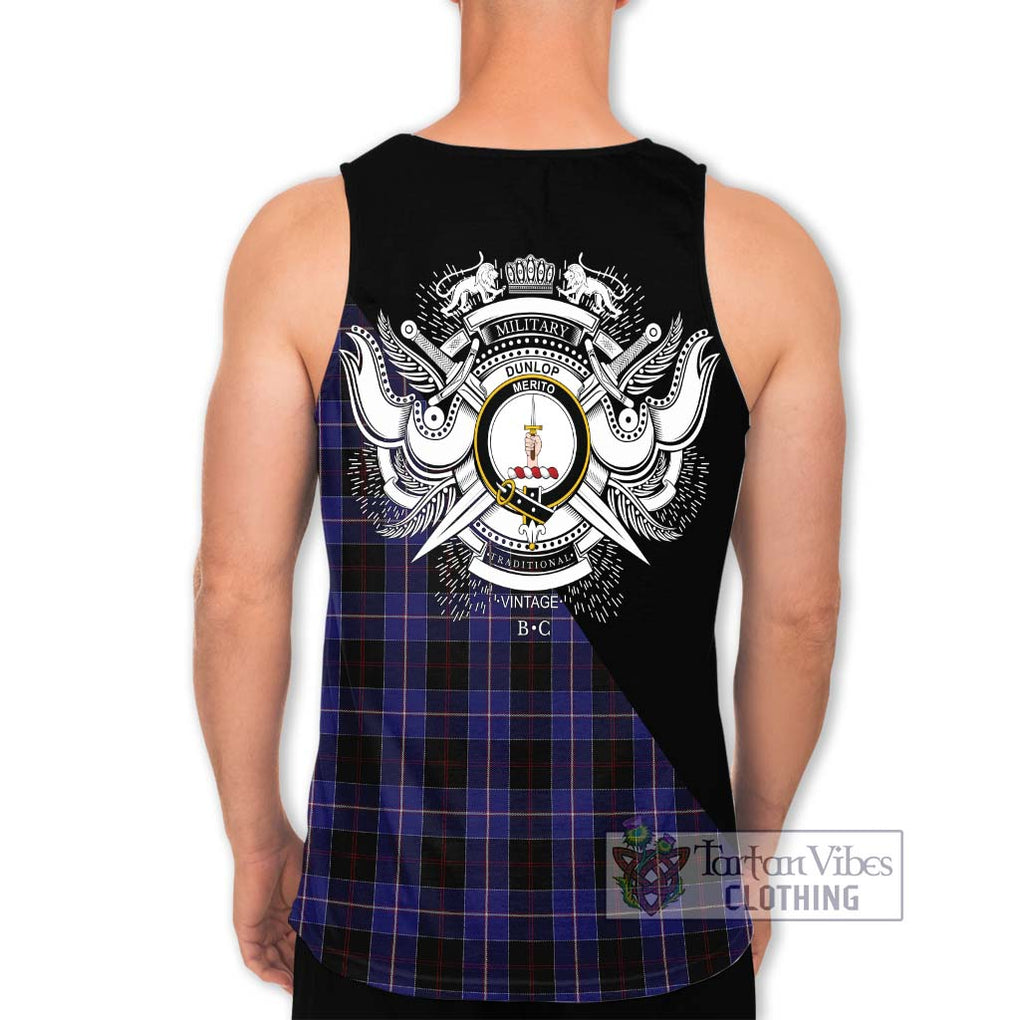 Dunlop Tartan Men's Tank Top with Family Crest and Military Logo Style - Tartanvibesclothing Shop