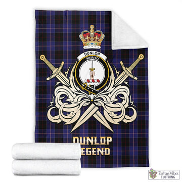 Dunlop Tartan Blanket with Clan Crest and the Golden Sword of Courageous Legacy