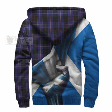Dunlop Tartan Sherpa Hoodie with Family Crest Scotland Patriotic Style