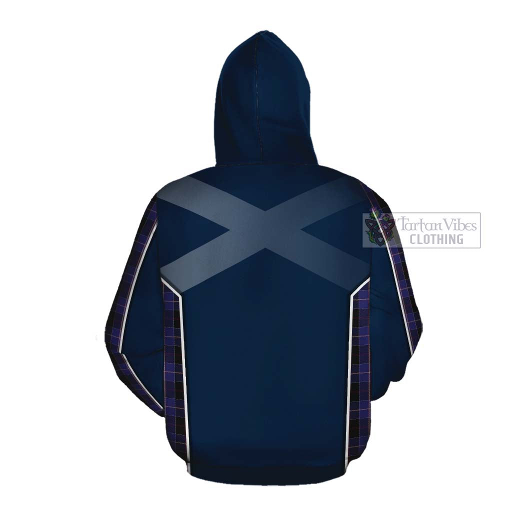 Tartan Vibes Clothing Dunlop Tartan Cotton Hoodie with Family Crest and Scottish Thistle Vibes Sport Style