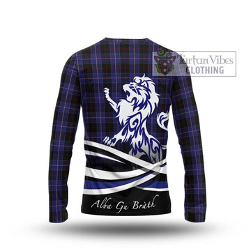 Dunlop Tartan Long Sleeve T-Shirt with Alba Gu Brath Regal Lion Emblem - Tartanvibesclothing Shop