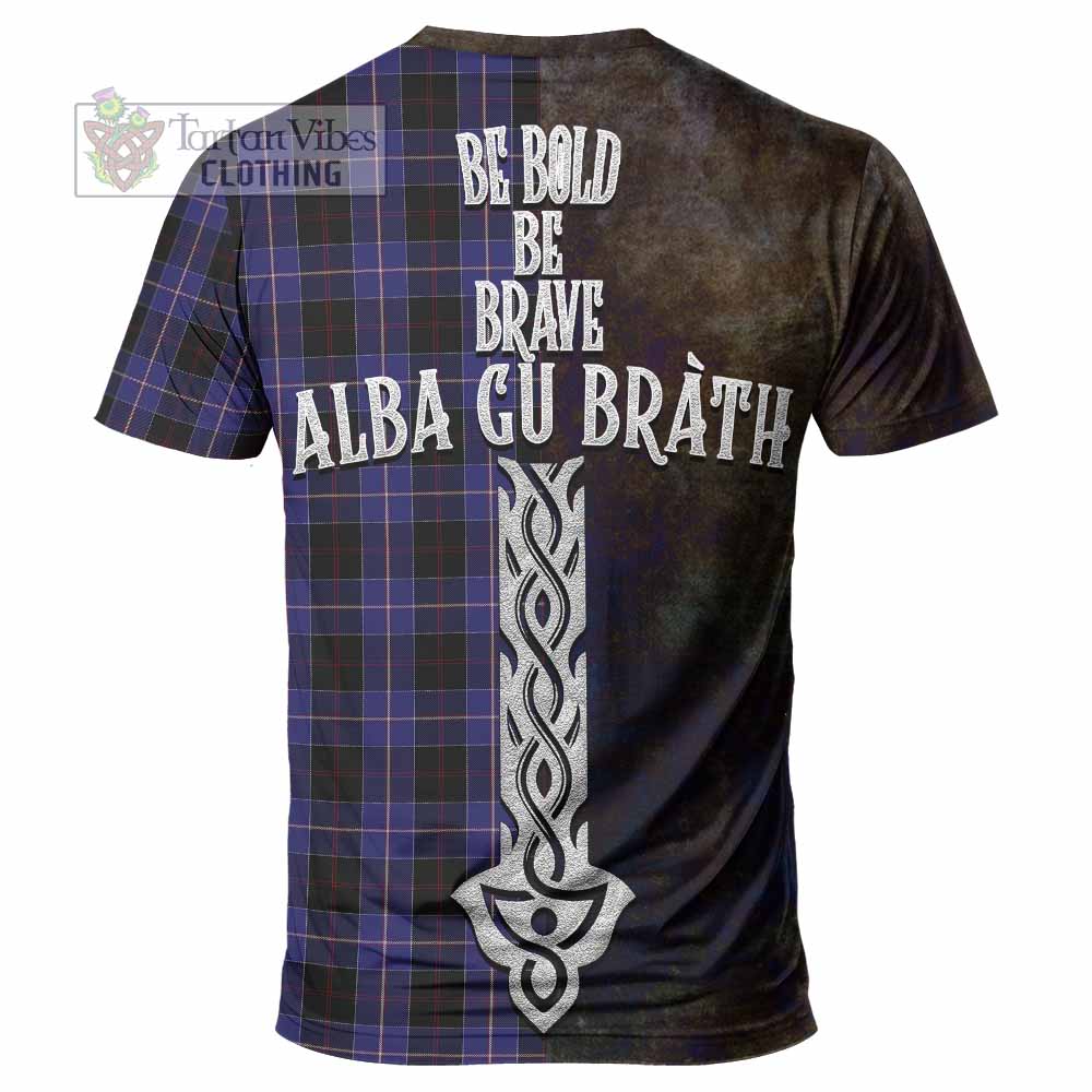 Tartan Vibes Clothing Dunlop Tartan Family Crest T-Shirt Alba Gu Brath Be Brave Lion Ancient Style