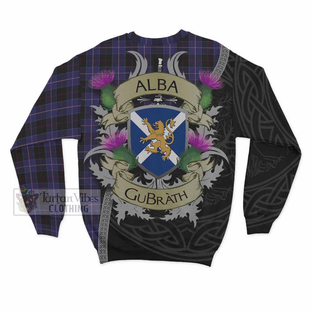 Tartan Vibes Clothing Dunlop Tartan Family Crest Sweatshirt Lion Rampant Royal Thistle Shield Celtic Inspired