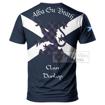 Tartan Vibes Clothing Dunlop Tartan Lion Rampant T-Shirt – Proudly Display Your Heritage with Alba Gu Brath and Clan Name