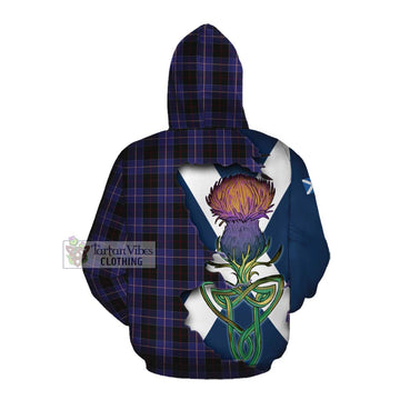 Dunlop Tartan Family Crest Cotton Hoodie Scottish Thistle Celtic Inspired