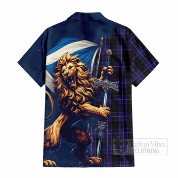 Dunlop Tartan Family Crest Hawaiian Shirt with Scottish Majestic Lion