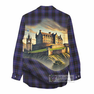 Dunlop Tartan Family Crest Women's Casual Shirt with Scottish Ancient Castle Style