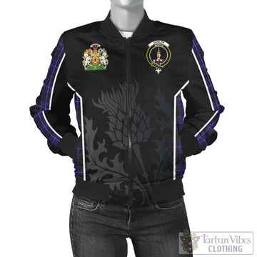 Dunlop Tartan Bomber Jacket with Family Crest and Scottish Thistle Vibes Sport Style