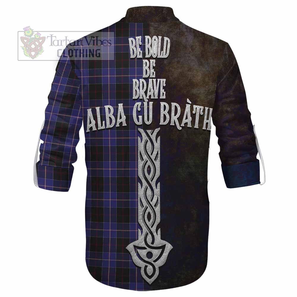 Tartan Vibes Clothing Dunlop Tartan Family Crest Ghillie Kilt Shirt Alba Gu Brath Be Brave Lion Ancient Style