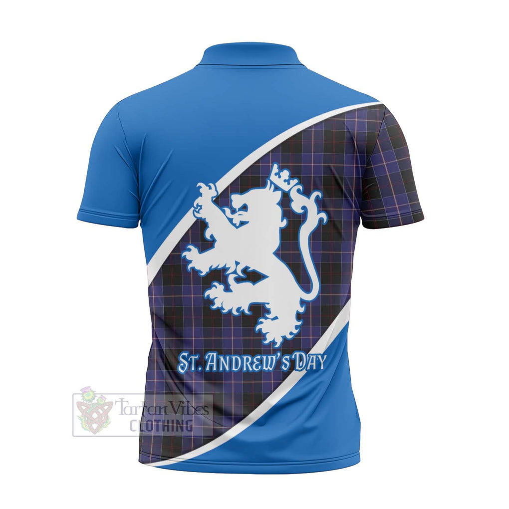 Tartan Vibes Clothing Dunlop Family Crest Tartan Zipper Polo Shirt Celebrate Saint Andrew's Day in Style