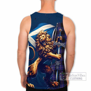 Tartan Vibes Clothing Dunlop Tartan Family Crest Men's Tank Top with Scottish Majestic Lion
