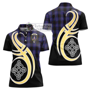 Dunlop Tartan Women's Polo Shirt with Family Crest and Celtic Symbol Style - Tartan Vibes Clothing