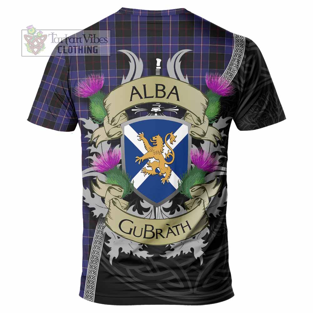 Tartan Vibes Clothing Dunlop Tartan Family Crest T-Shirt Lion Rampant Royal Thistle Shield Celtic Inspired