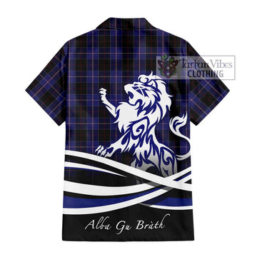 Dunlop Tartan Hawaiian Shirt with Alba Gu Brath Regal Lion Emblem
