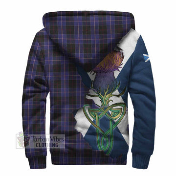 Dunlop Tartan Family Crest Sherpa Hoodie Scottish Thistle Celtic Inspired