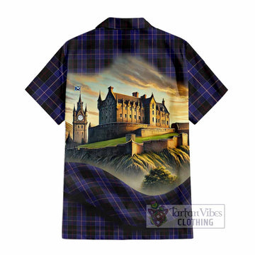 Dunlop Tartan Family Crest Hawaiian Shirt with Scottish Ancient Castle Style