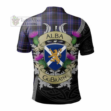 Dunlop Tartan Family Crest Polo Shirt Lion Rampant Royal Thistle Shield Celtic Inspired