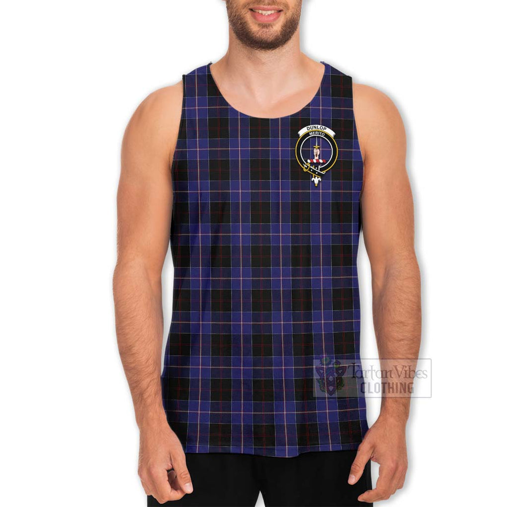 Tartan Vibes Clothing Dunlop Tartan Men's Tank Top with Family Crest Celtic Skull Style