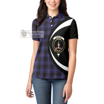 Dunlop Tartan Women's Polo Shirt with Family Crest Circle Style - Tartan Vibes Clothing