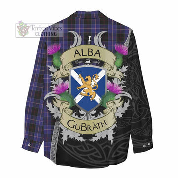 Dunlop Tartan Family Crest Women's Casual Shirt Lion Rampant Royal Thistle Shield Celtic Inspired