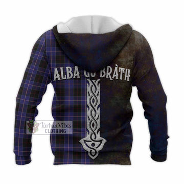 Dunlop Tartan Family Crest Knitted Hoodie Alba Gu Brath Be Brave Lion Ancient Style