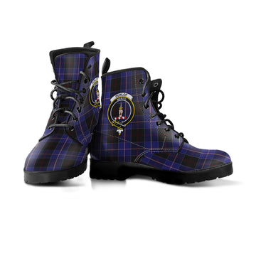 Dunlop Tartan Leather Boots with Family Crest