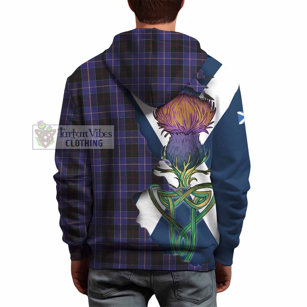 Tartan Vibes Clothing Dunlop Tartan Family Crest Hoodie Scottish Thistle Celtic Inspired