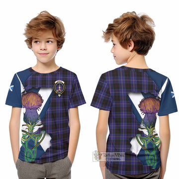 Dunlop Tartan Family Crest Kid T-Shirt Scottish Thistle Celtic Inspired