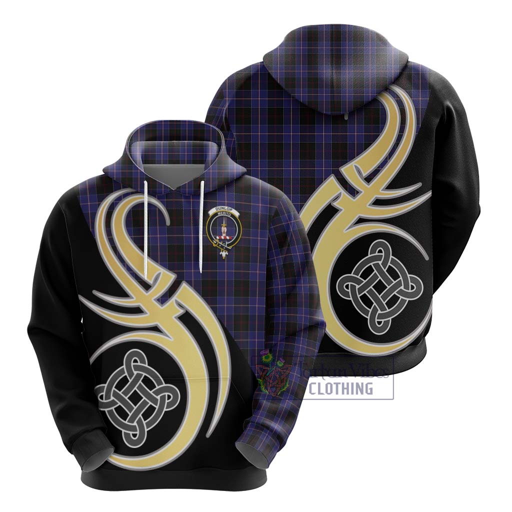 Dunlop Tartan Hoodie with Family Crest and Celtic Symbol Style - Tartan Vibes Clothing