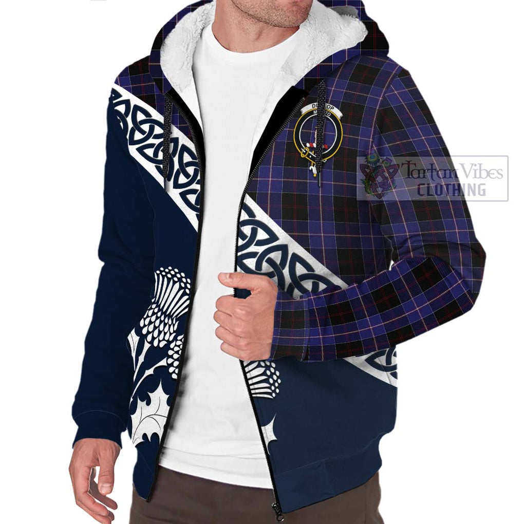 Tartan Vibes Clothing Dunlop Tartan Sherpa Hoodie Featuring Thistle and Scotland Map