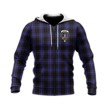 Dunlop Tartan Knitted Hoodie with Family Crest