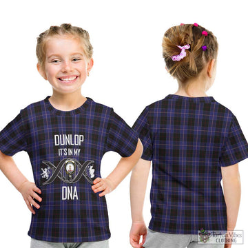Dunlop Tartan Kid T-Shirt with Family Crest DNA In Me Style - Tartanvibesclothing Shop