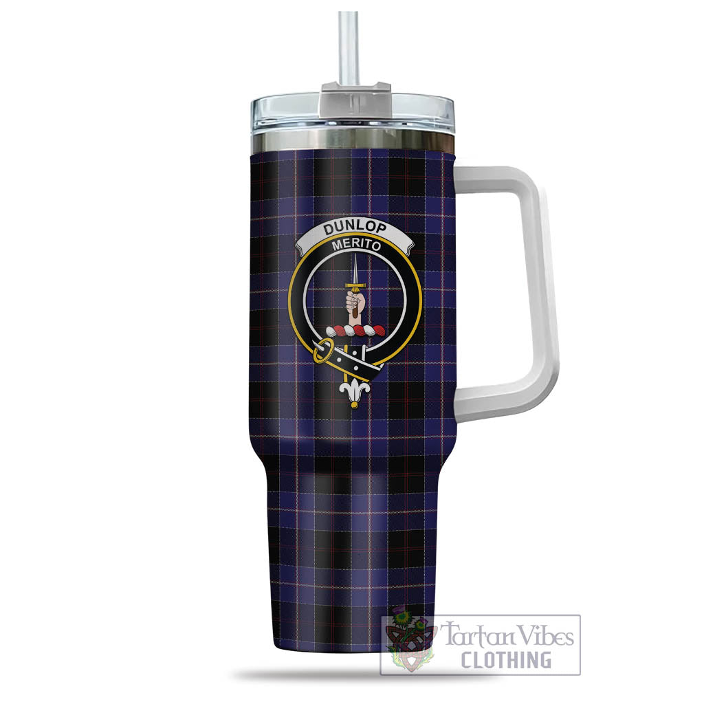 Tartan Vibes Clothing Dunlop Tartan and Family Crest Tumbler with Handle