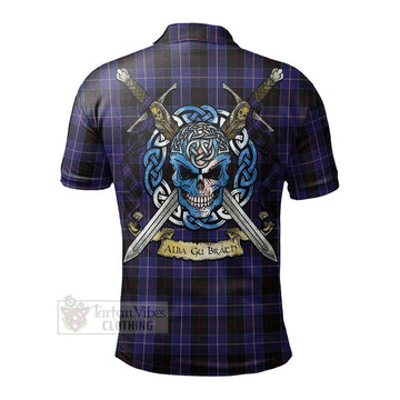 Dunlop Tartan Polo Shirt with Family Crest Celtic Skull Style