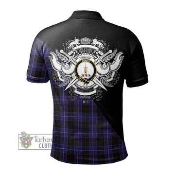 Dunlop Tartan Polo Shirt with Family Crest and Military Logo Style - Tartanvibesclothing Shop