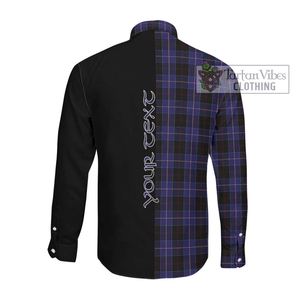 Dunlop Tartan Long Sleeve Button Shirt with Family Crest and Half Of Me Style Men's Shirt - Tartan Vibes Clothing