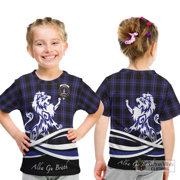 Dunlop Tartan Kid T-Shirt with Alba Gu Brath Regal Lion Emblem - Tartanvibesclothing Shop