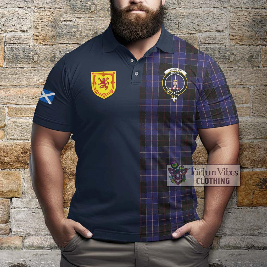 Tartan Vibes Clothing Dunlop Tartan Polo Shirt with Scottish Lion Royal Arm Half Style