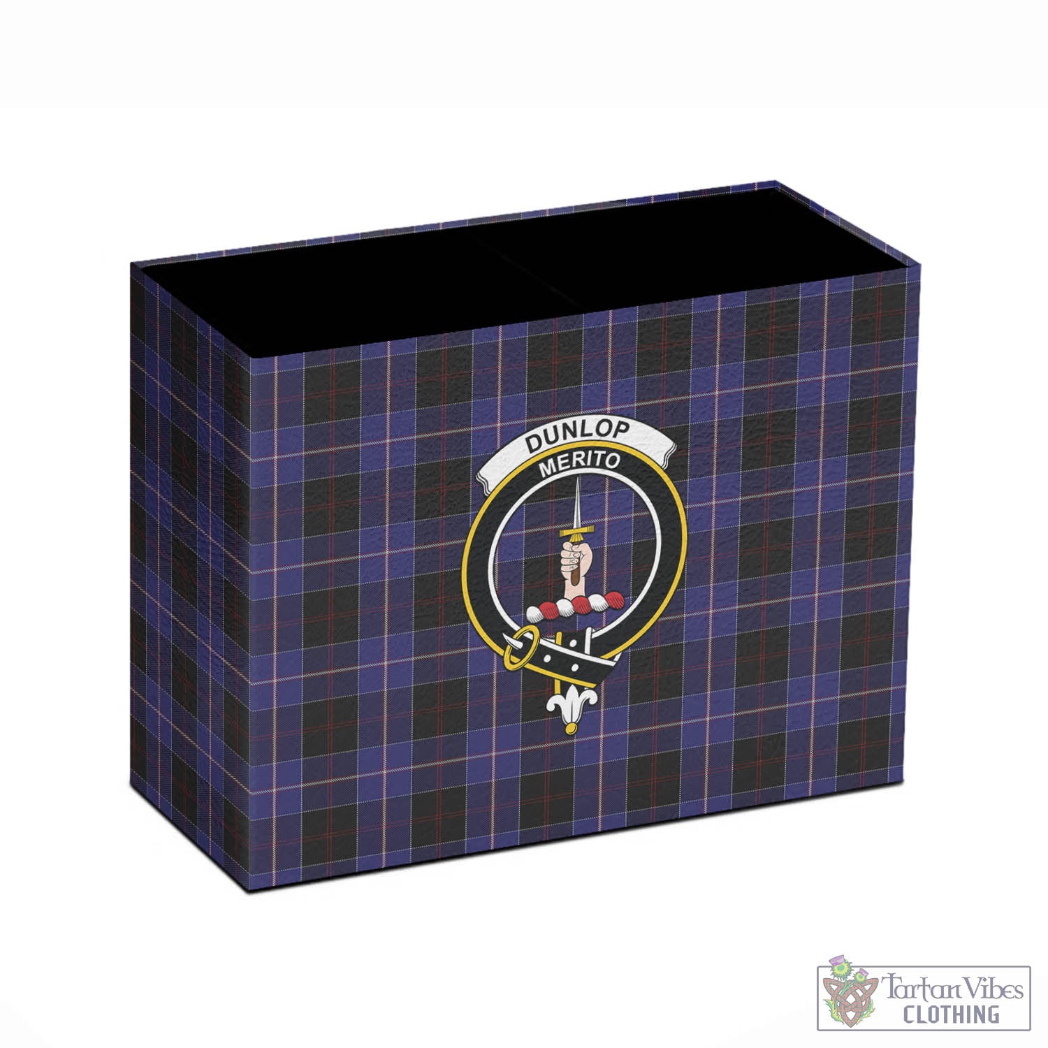 Tartan Vibes Clothing Dunlop Tartan Pen Holder with Family Crest