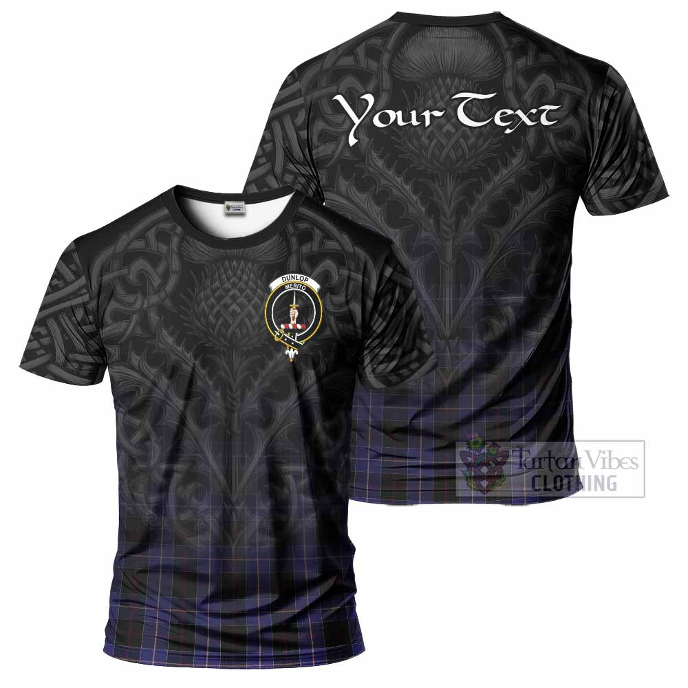 Tartan Vibes Clothing Dunlop Tartan T-Shirt with Family Crest Celtic Thistle Vibes