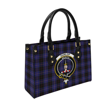 Dunlop Tartan Leather Bag with Family Crest