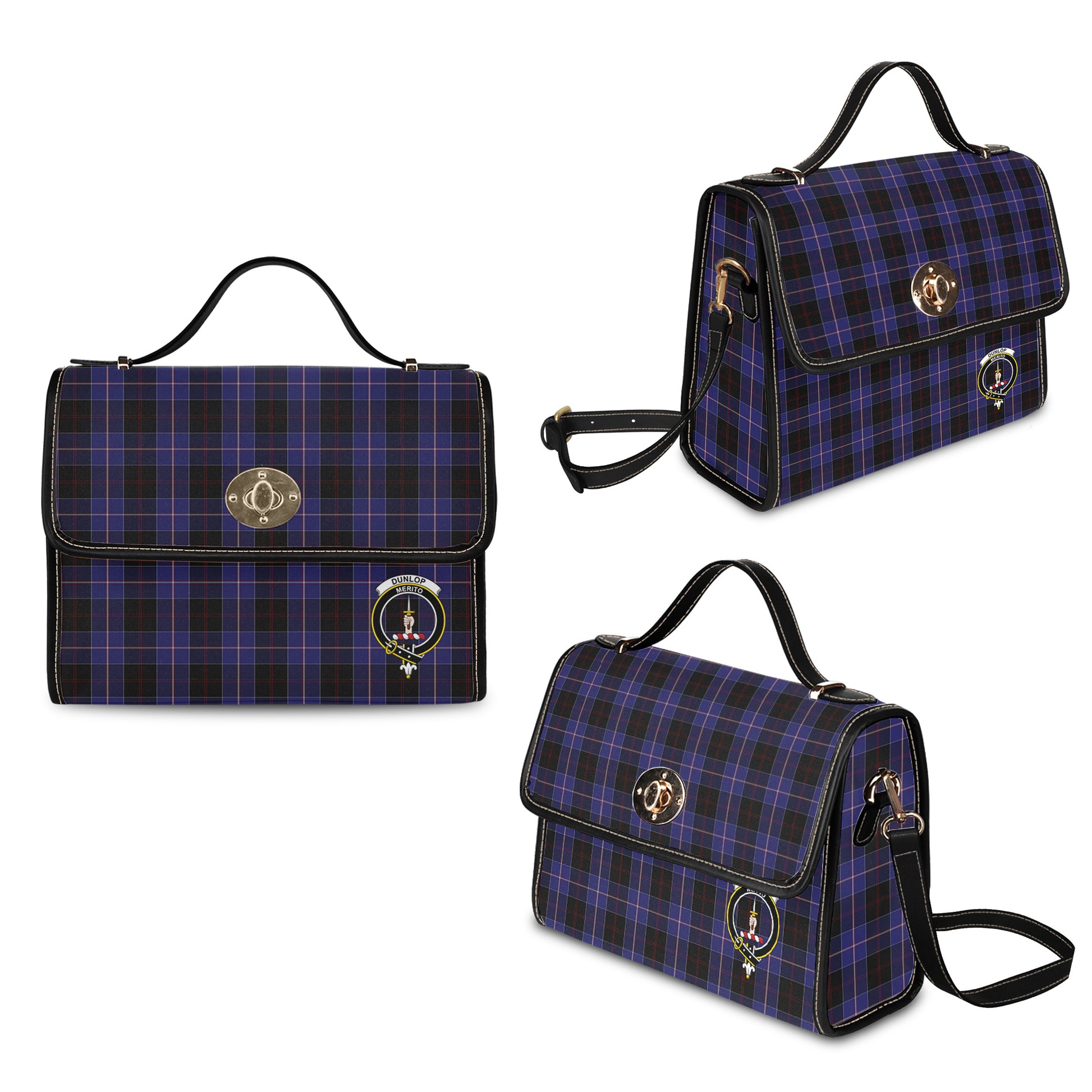 dunlop-tartan-leather-strap-waterproof-canvas-bag-with-family-crest
