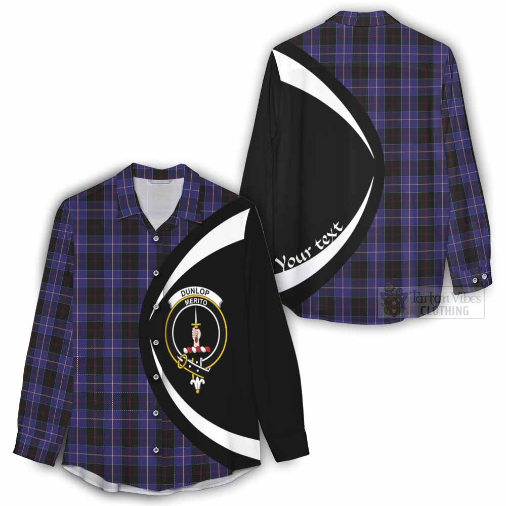 Tartan Vibes Clothing Dunlop Tartan Women's Casual Shirt with Family Crest Circle Style