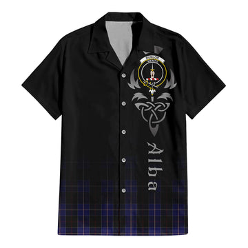 Dunlop Tartan Hawaiian Shirt Shirt Featuring Alba Gu Brath Family Crest Celtic Inspired