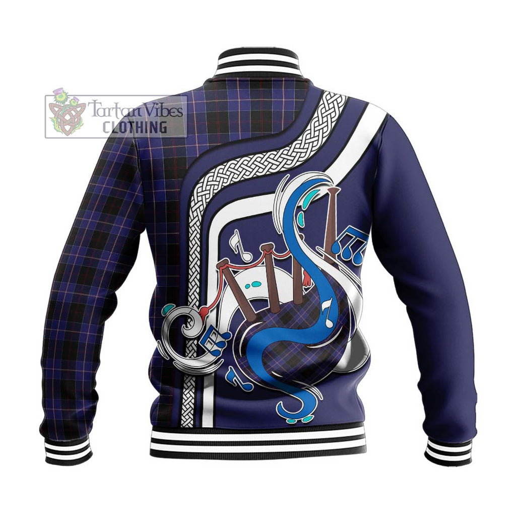 Tartan Vibes Clothing Dunlop Tartan Baseball Jacket with Epic Bagpipe Style