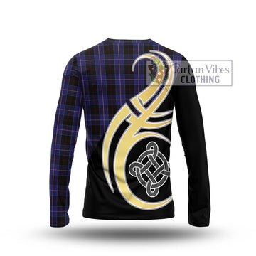 Dunlop Tartan Long Sleeve T-Shirt with Family Crest and Celtic Symbol Style - Tartan Vibes Clothing