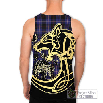 Dunlop Tartan Men's Tank Top with Family Crest Celtic Wolf Style - Tartan Vibes Clothing